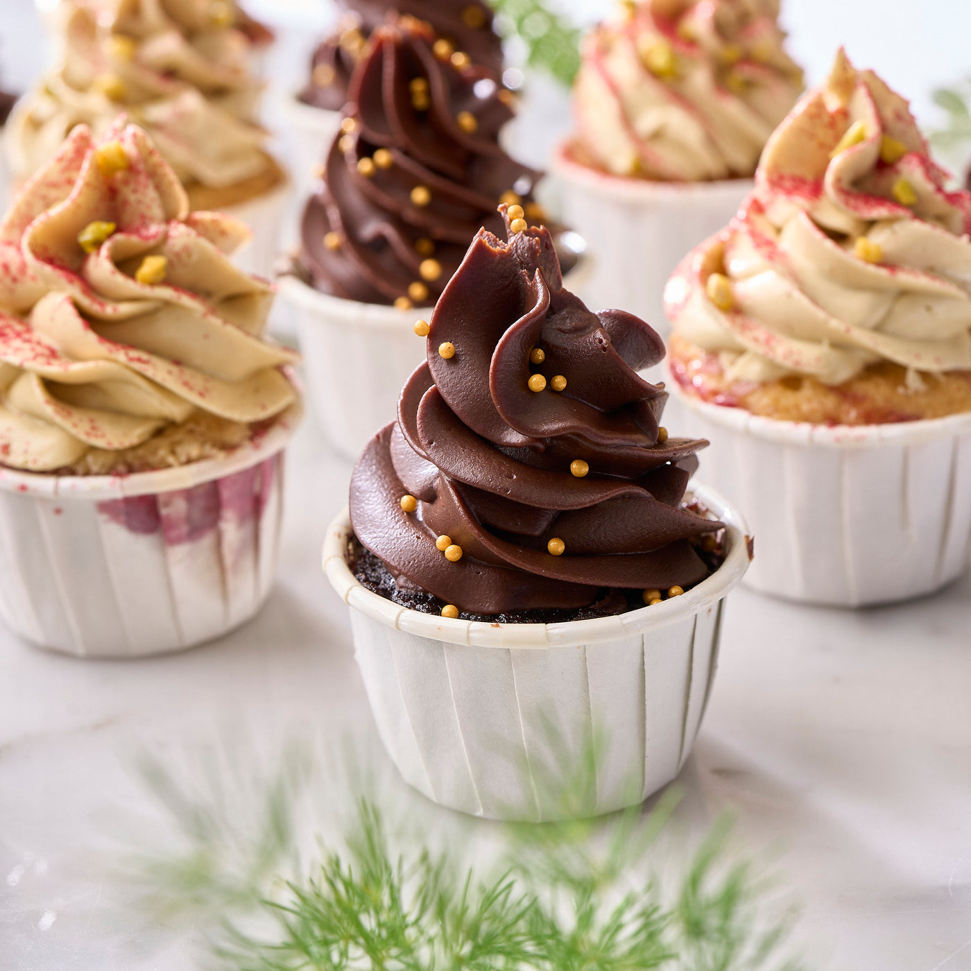Mini Xmas Tree Cupcake: Dark Chocolate Ganache