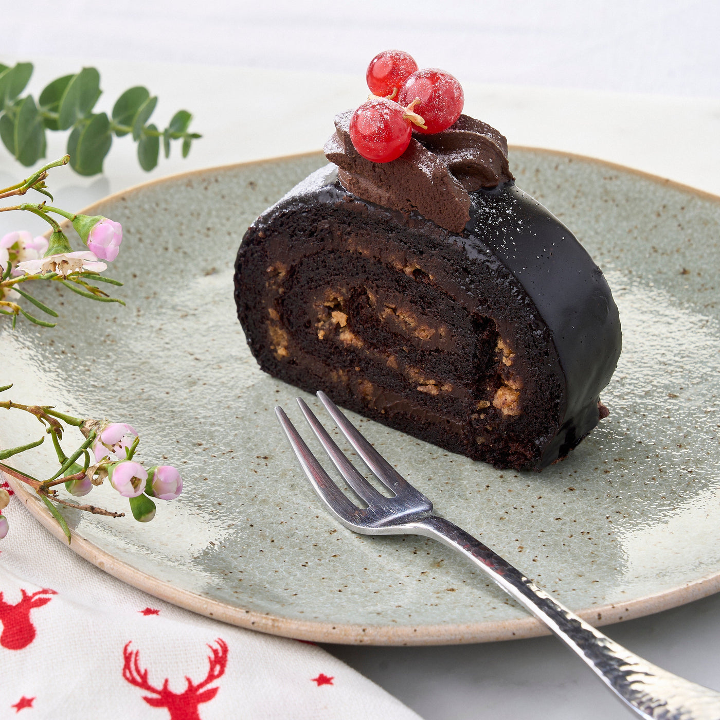 Chocolate Bark Hazelnut Log Cake